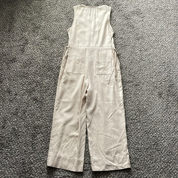 Marine Layer Katy Jumpsuit Womens M Cream Tan Wide Leg Minimalist Beach Boho - Picture 15 of 16